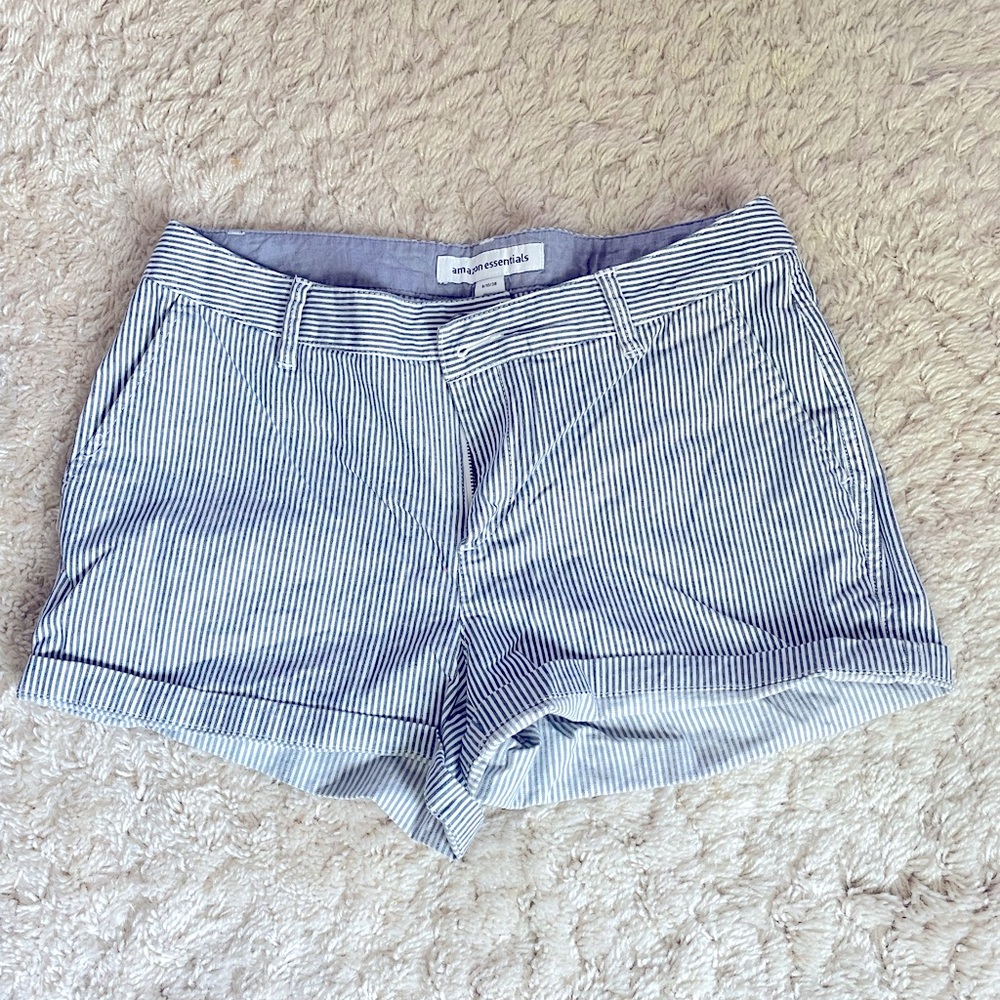 Blue pin striped shorts by Amazon Essentials